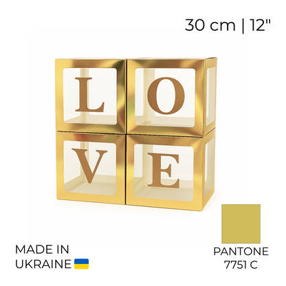 Balloon Box Set 30 cm | 12" - "LOVE" Gold (1 pc)