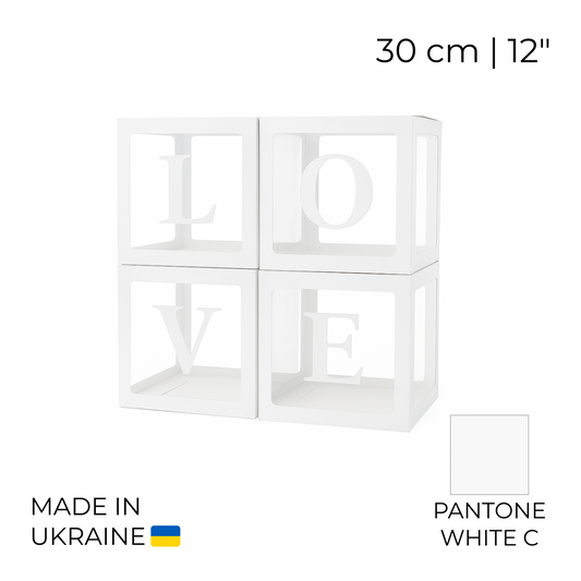 Balloon Box Set 30 cm | 12" - "LOVE" White (1 pc)