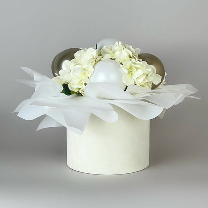 Velvet Round Flower Box 8" x 7" | 20 × 18 cm Ivory (1 pc)