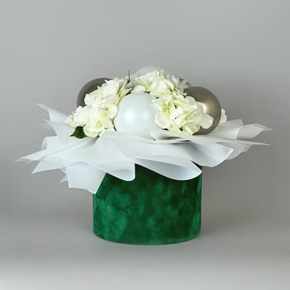 Velvet Round Flower Box 8" x 7" | 20 × 18 cm Emerald (1 pc)