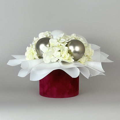 Velvet Round Flower Box 6" x 5,5" | 16 × 14 cm Burgundy (1 pc)