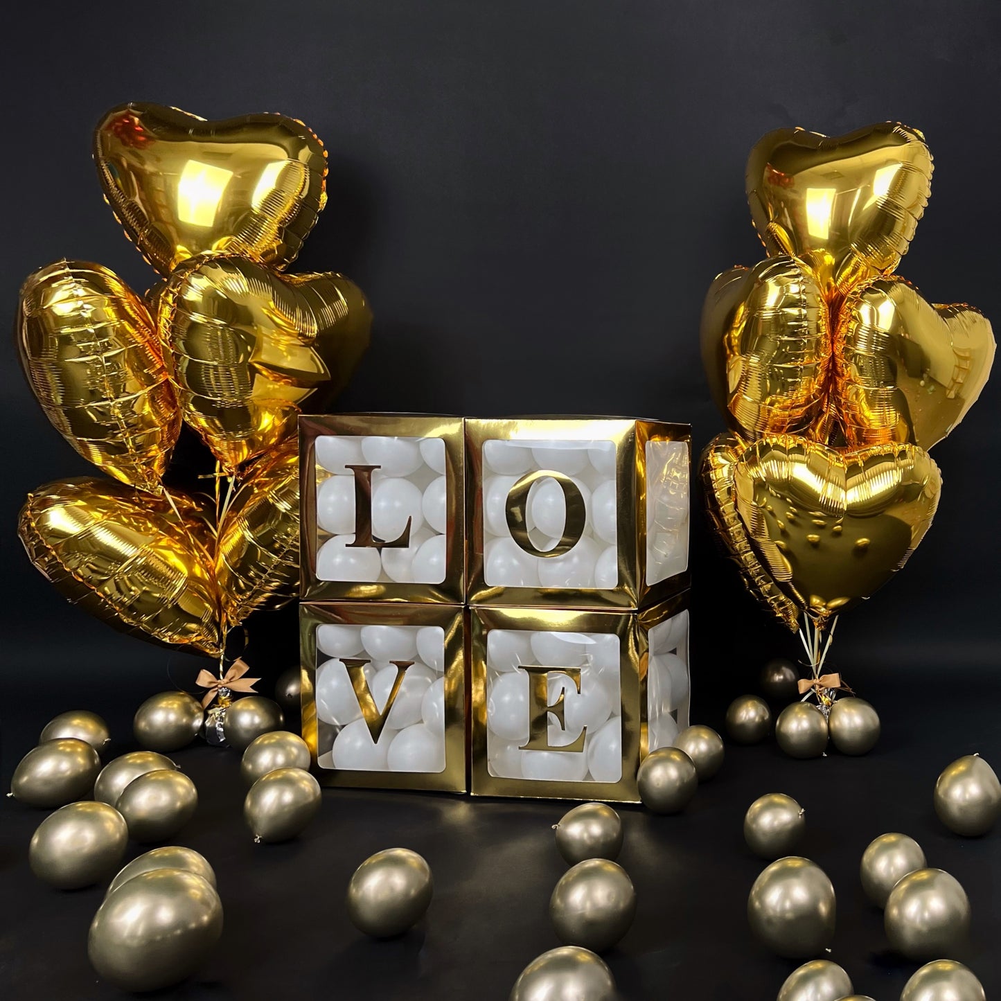 Balloon Box Set 30 cm | 12" - "LOVE" Gold (1 pc)