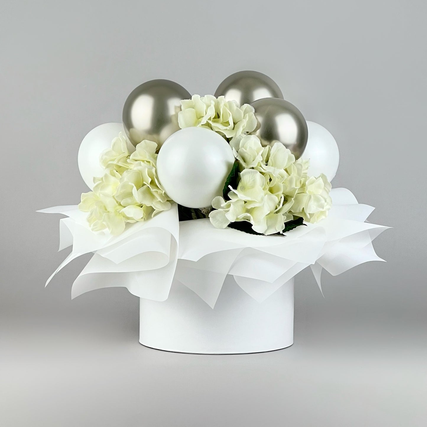 Round Flower Box 8" x 7" | 20 × 17 cm White (1 pc)