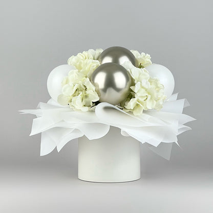 Round Flower Box 6" x 7" | 15 × 17 cm Light Grey (1 pc)