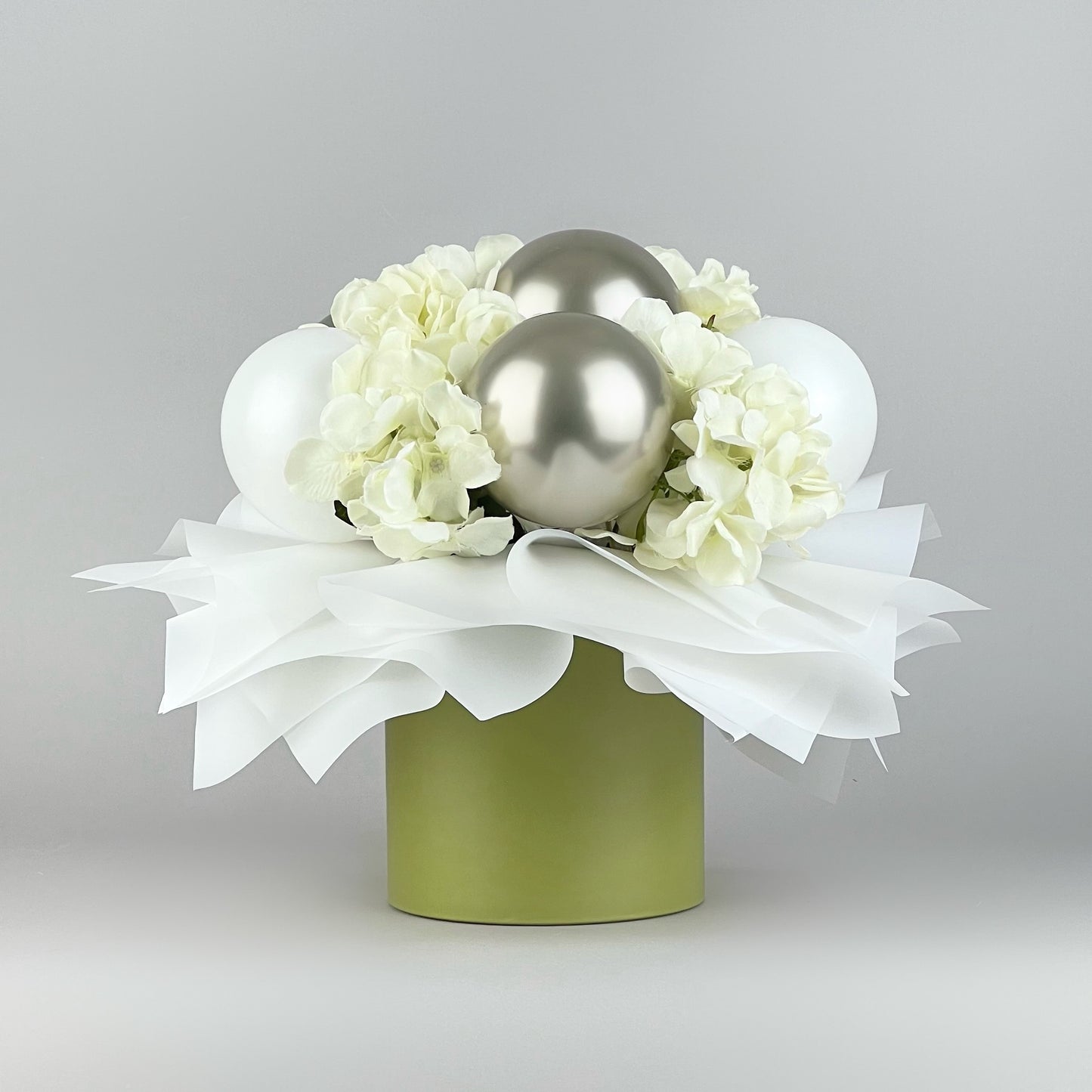 Round Flower Box 6" x 7" | 15 × 17 cm Olive (1 pc)