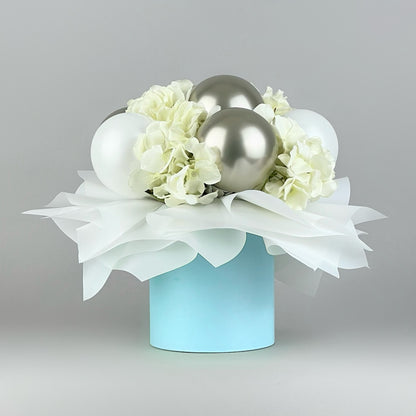 Round Flower Box 6" x 7" | 15 × 17 cm Light Blue (1 pc)