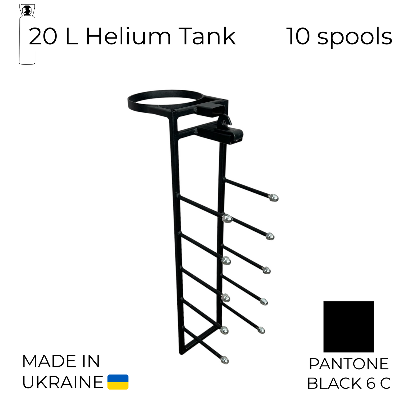 Ribbon Dispenser for Helium Tank LNK-7 - Detachable Black | 10 spools + Cutter (1 pc)