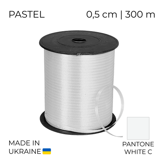 Curling Mylar Ribbon Tapex Pastel White | 0,5/300 (1 pc)