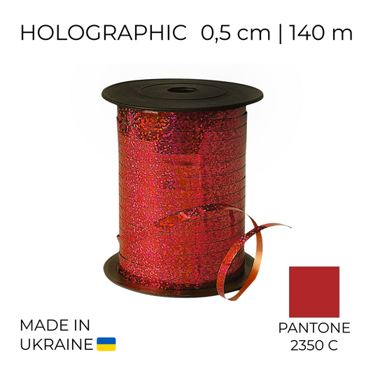 Curling Mylar Ribbon Tonika 009 Holographic Red | 0,5/140 (1 pc)