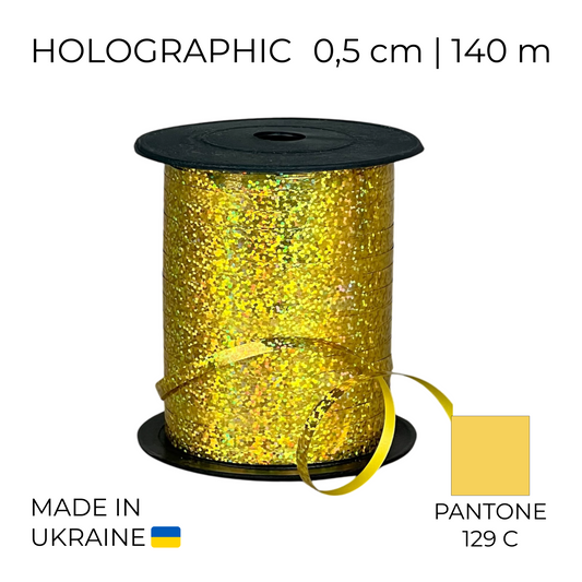 Curling Mylar Ribbon Tonika 015 Holographic Gold | 0,5/140 (1 pc)