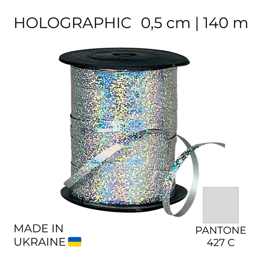 Curling Mylar Ribbon Tonika 016 Holographic Silver | 0,5/140 (1 pc)