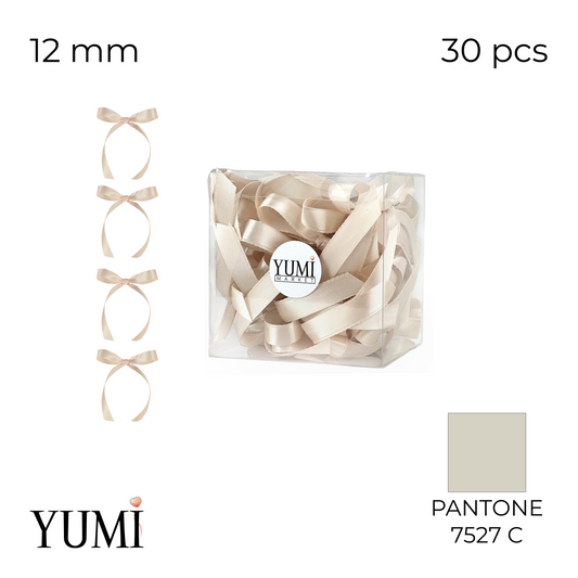 Satin Bow Set 002 Beige | 12 mm (30 pcs)