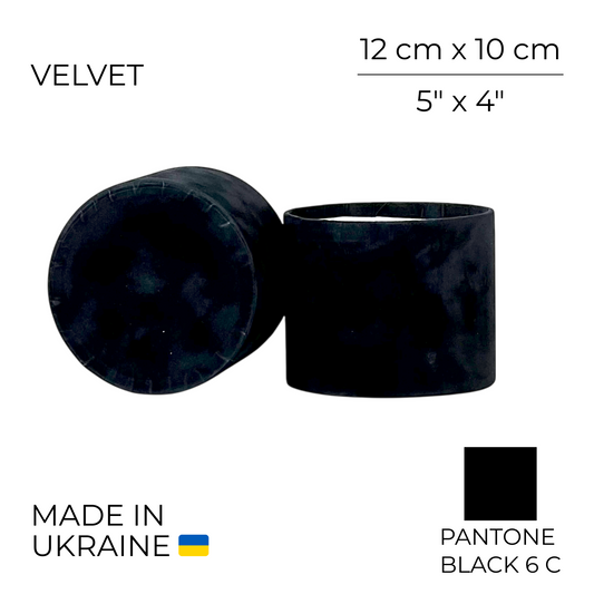 Velvet Round Flower Box 5" x 4" | 12 × 10 cm Black (1 pc)
