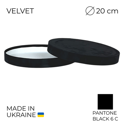 Lid for Velvet Round Flower Box 8" x 7" | 20 × 18 cm Black (1 pc)