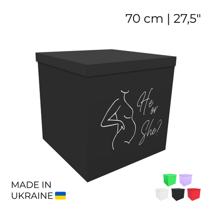 Printed Balloon Box 70 cm | 28" - "He or She"