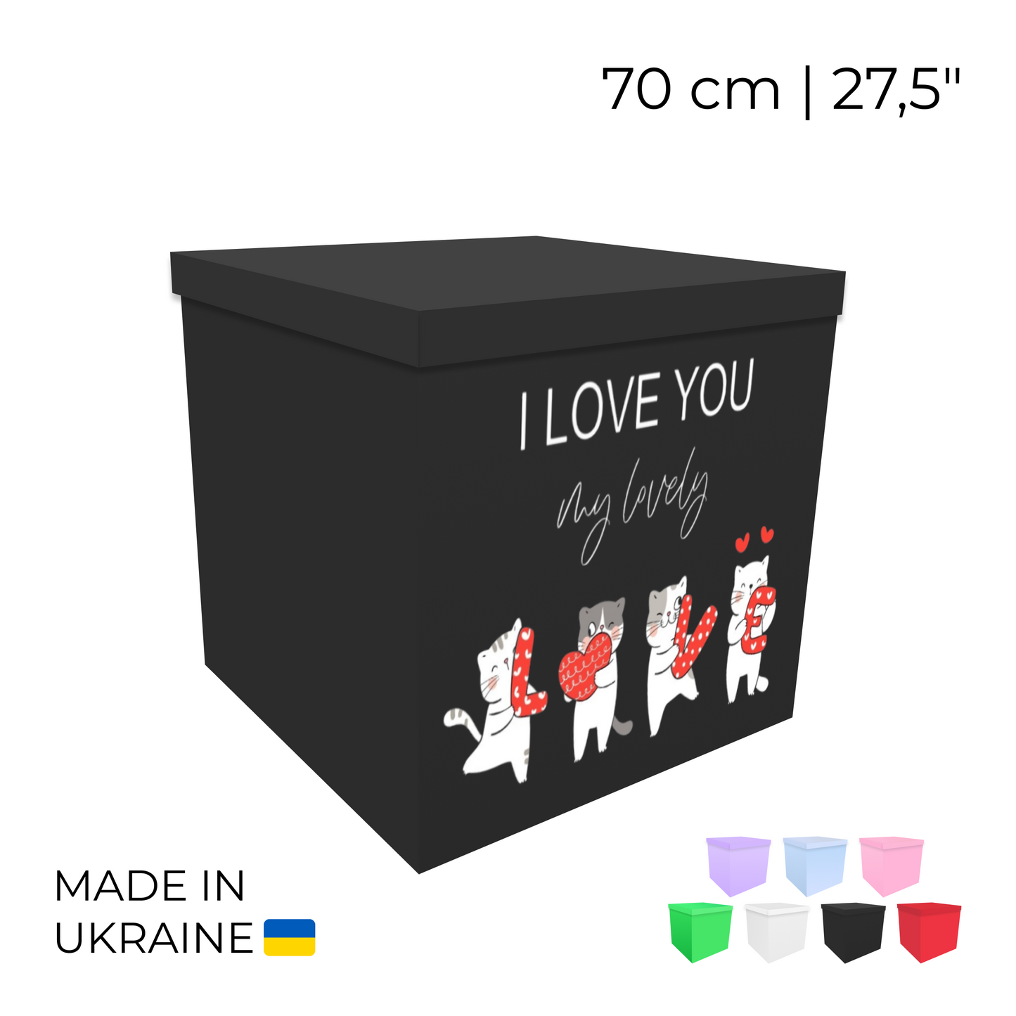 Printed Balloon Box 70 cm | 28" - "I Love You, My Lovely"