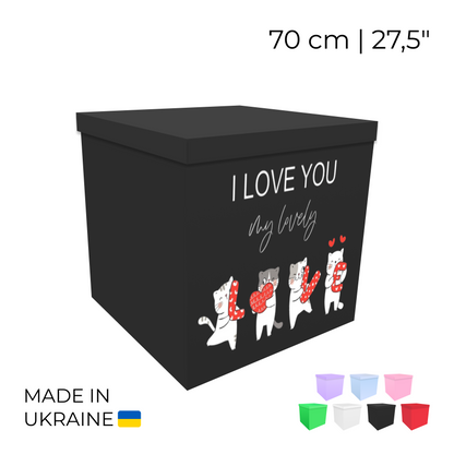 Printed Balloon Box 70 cm | 28" - "I Love You, My Lovely"