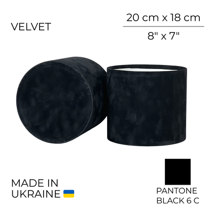 Velvet Round Flower Box 8" x 7" | 20 × 18 cm Black (1 pc)