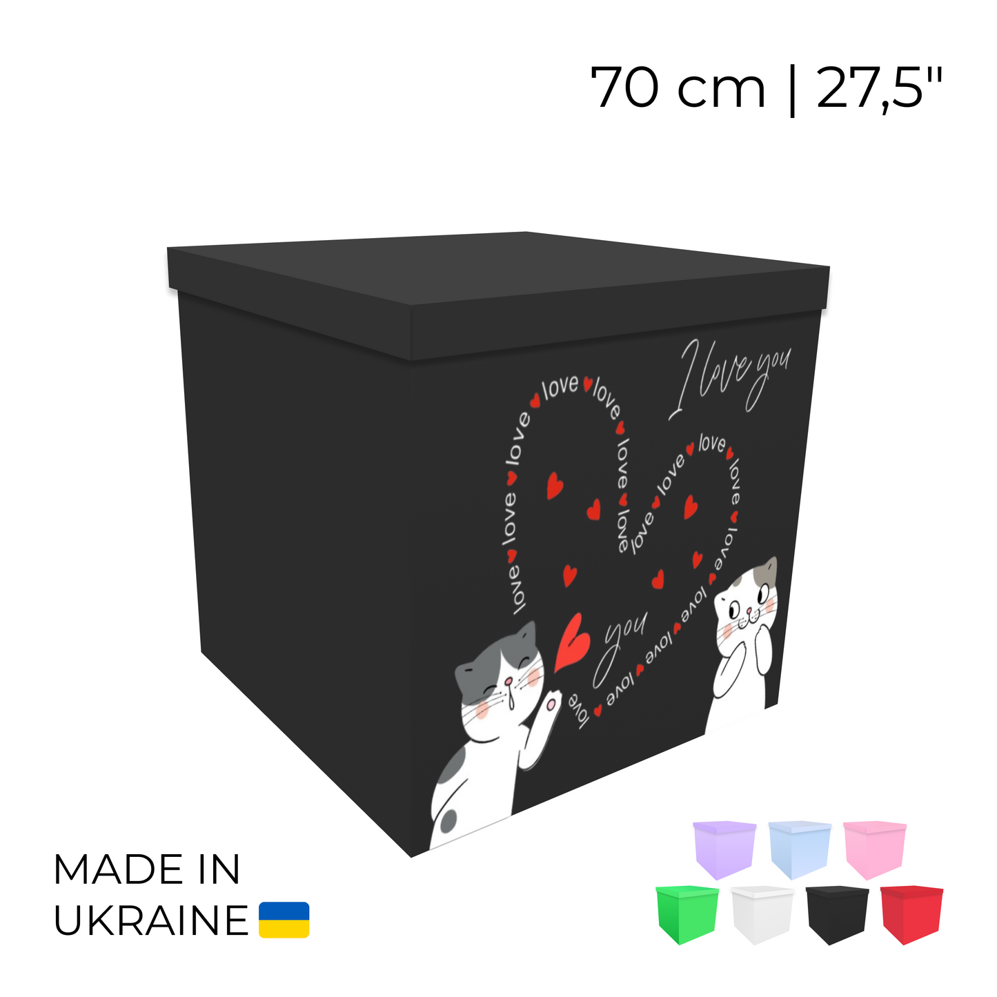 Printed Balloon Box 70 cm | 28" - "I Love You"