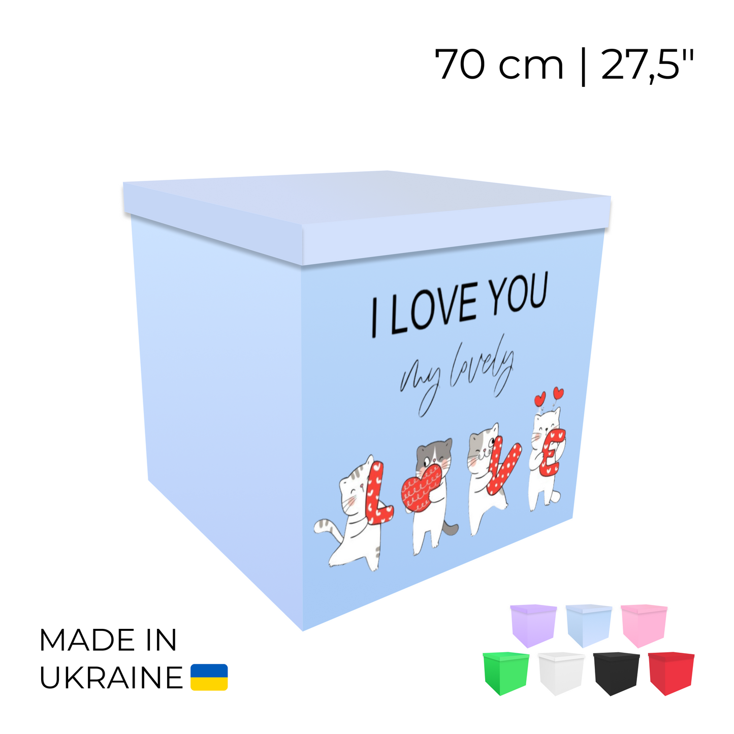 Printed Balloon Box 70 cm | 28" - "I Love You, My Lovely"