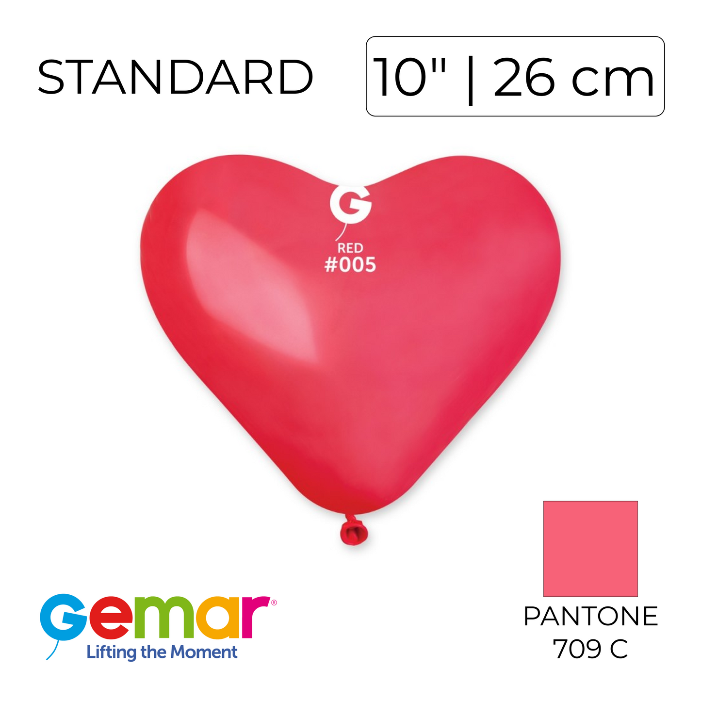 Gemar 10" Heart | Standard 005 Red (100 pcs)