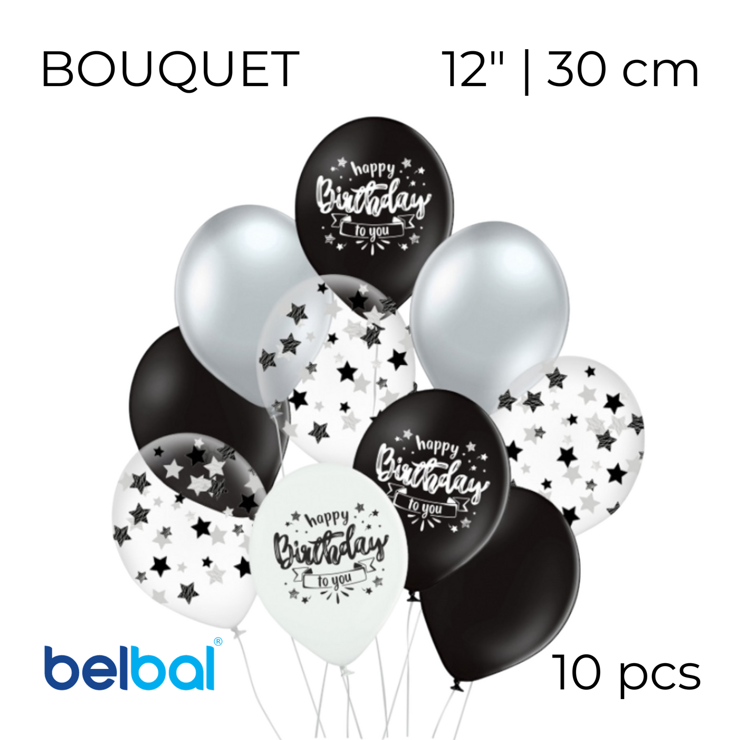 Belbal 12” | “Happy Birthday To You” – 09 Balloon Bouquet (10 pcs)