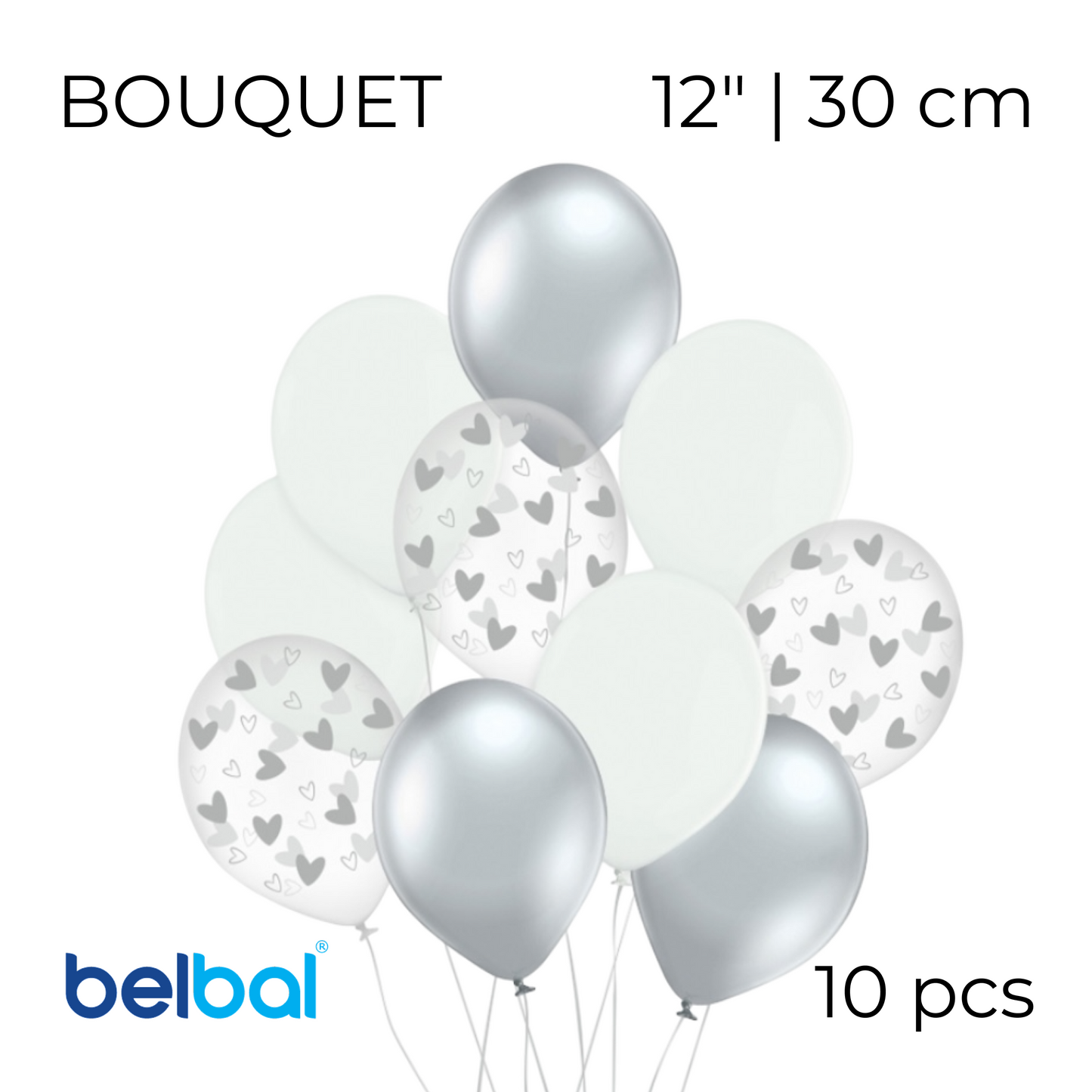 Belbal 12” | “Hearts” – 19 Balloon Bouquet (10 pcs)