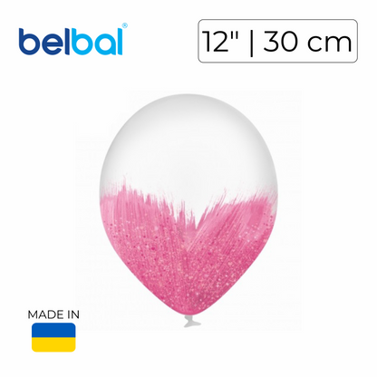 Belbal 12" | Brush Pink on Transparent with Glitter (25 pcs)