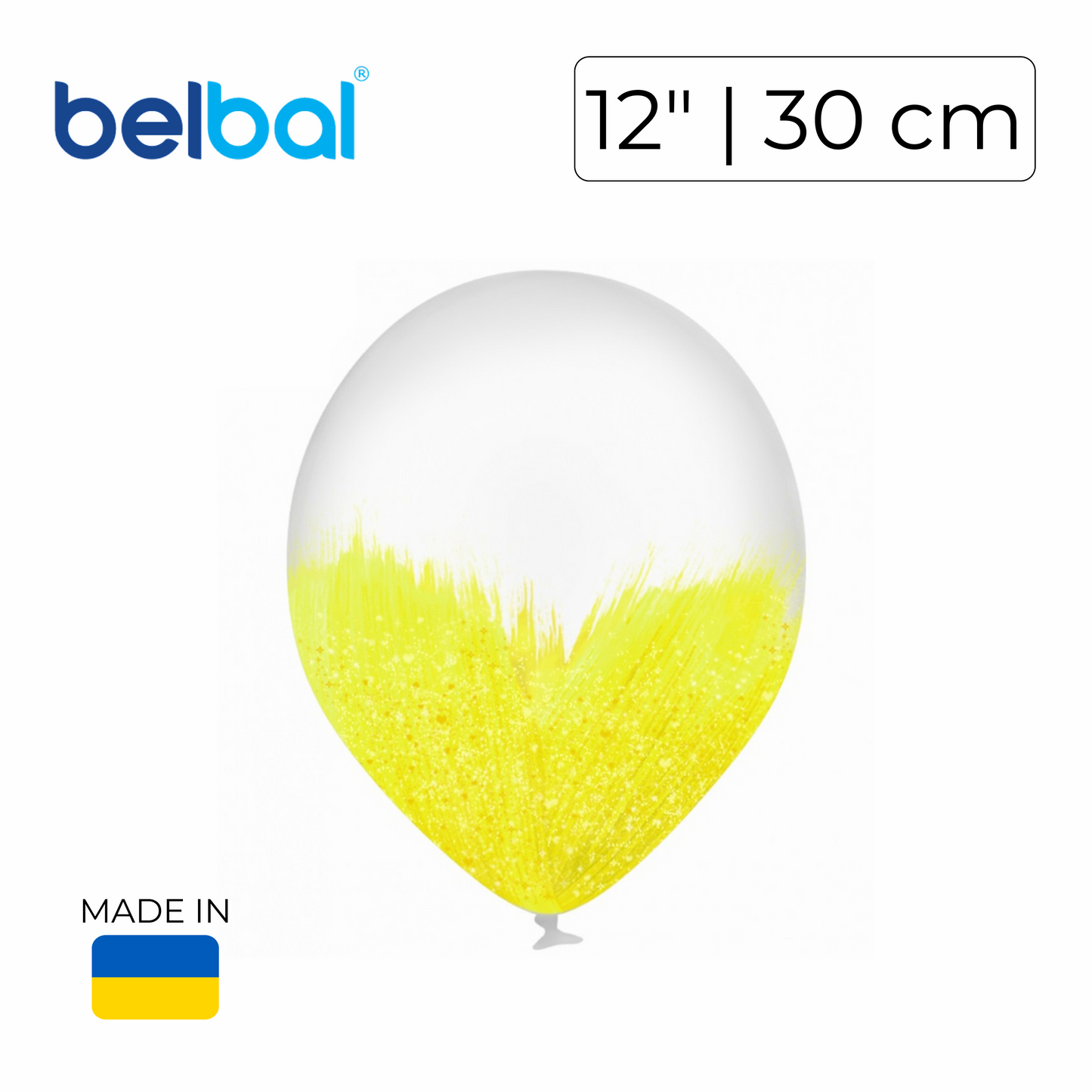 Belbal 12" | Brush Yellow on Transparent with Glitter (25 pcs)