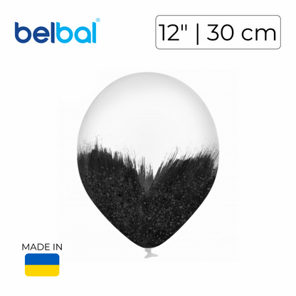 Belbal 12" | Brush Black on Transparent with Glitter (25 pcs)