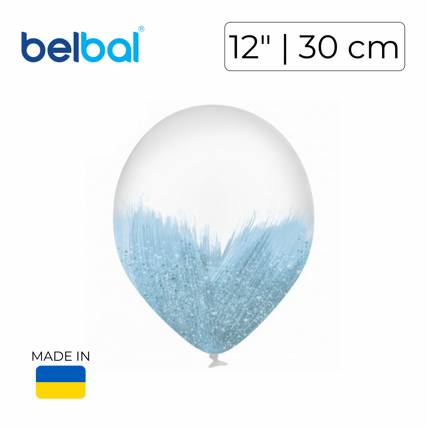 Belbal 12" | Brush Blue on Transparent with Glitter (25 pcs)