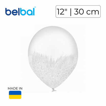 Belbal 12" | Brush White on Transparent with Glitter (25 pcs)