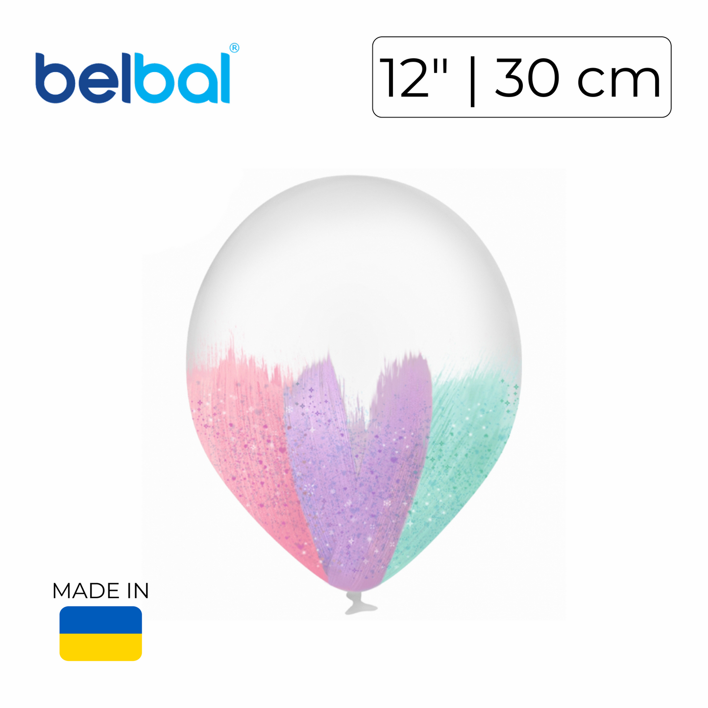 Belbal 12" | Brush Macaron on Transparent with Glitter (25 pcs)