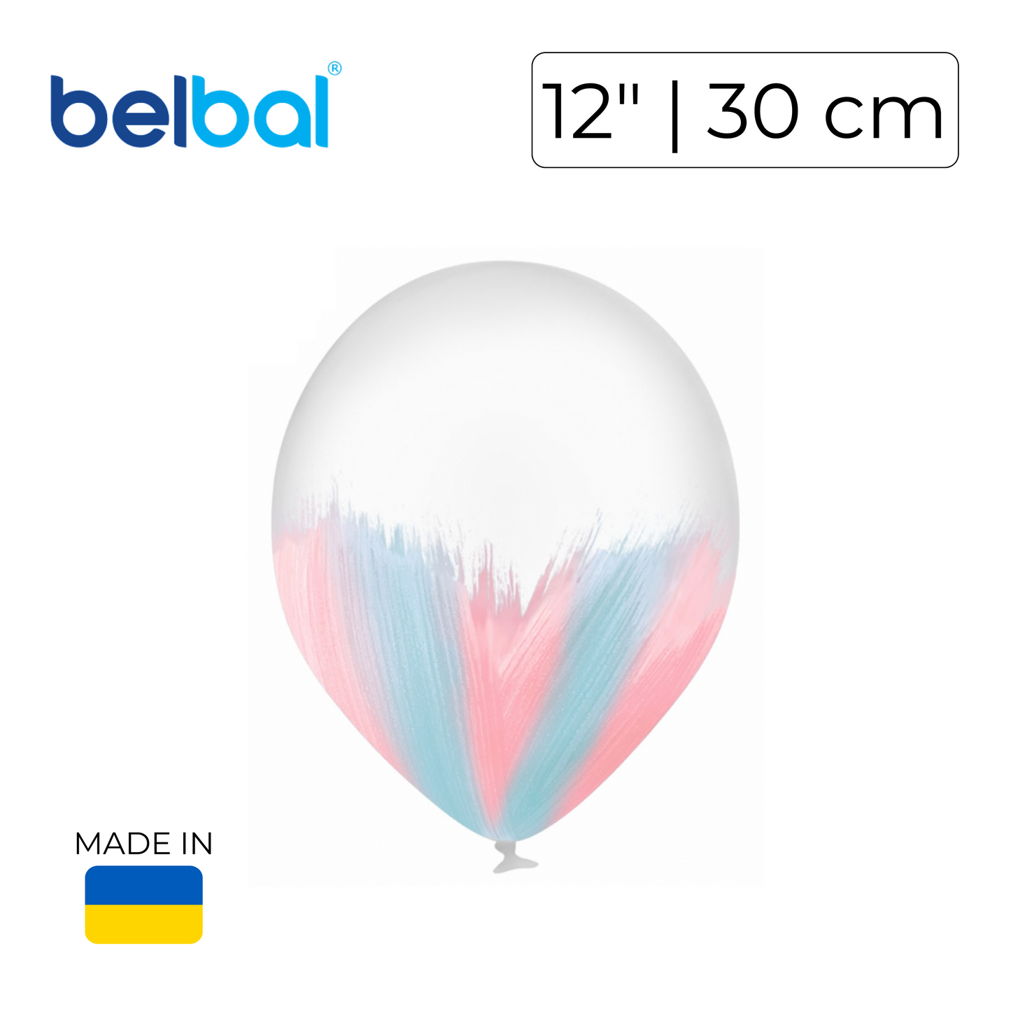 Belbal 12" | Brush Blue and Pink on Transparent (25 pcs)