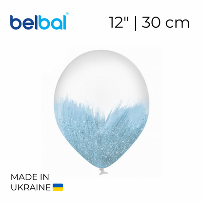 Print 002 Belbal 12" | Brush Blue on Transparent with Glitter (25 pcs)