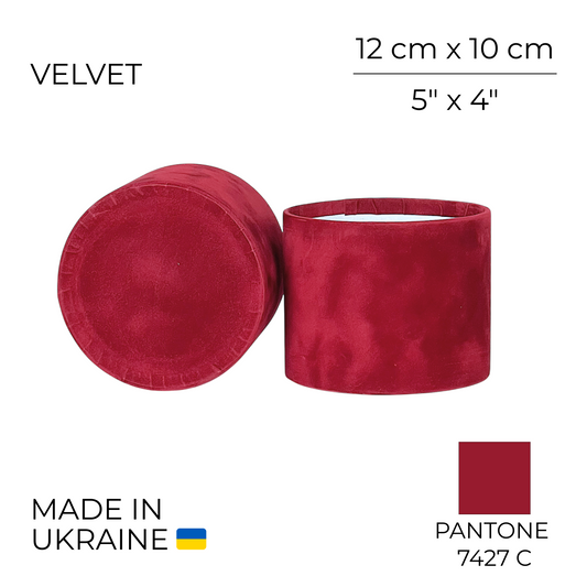 Velvet Round Flower Box 5" x 4" | 12 × 10 cm Burgundy (1 pc)
