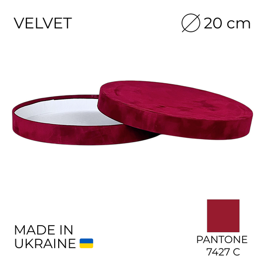 Lid for Velvet Round Flower Box 8" x 7" | 20 × 18 cm Burgundy (1 pc)