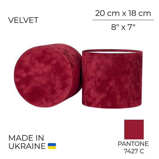 Velvet Round Flower Box 8" x 7" | 20 × 18 cm Burgundy (1 pc)