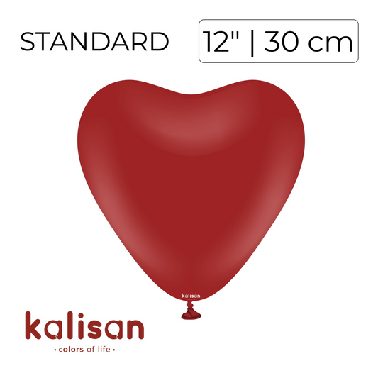 Kalisan 12" Heart | Standard Deep Red (25 pcs)