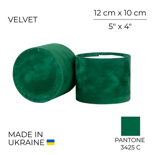 Velvet Round Flower Box 5" x 4" | 12 × 10 cm Emerald (1 pc)