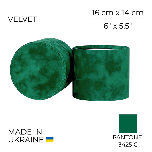 Velvet Round Flower Box 6" x 5,5" | 16 × 14 cm Emerald (1 pc)