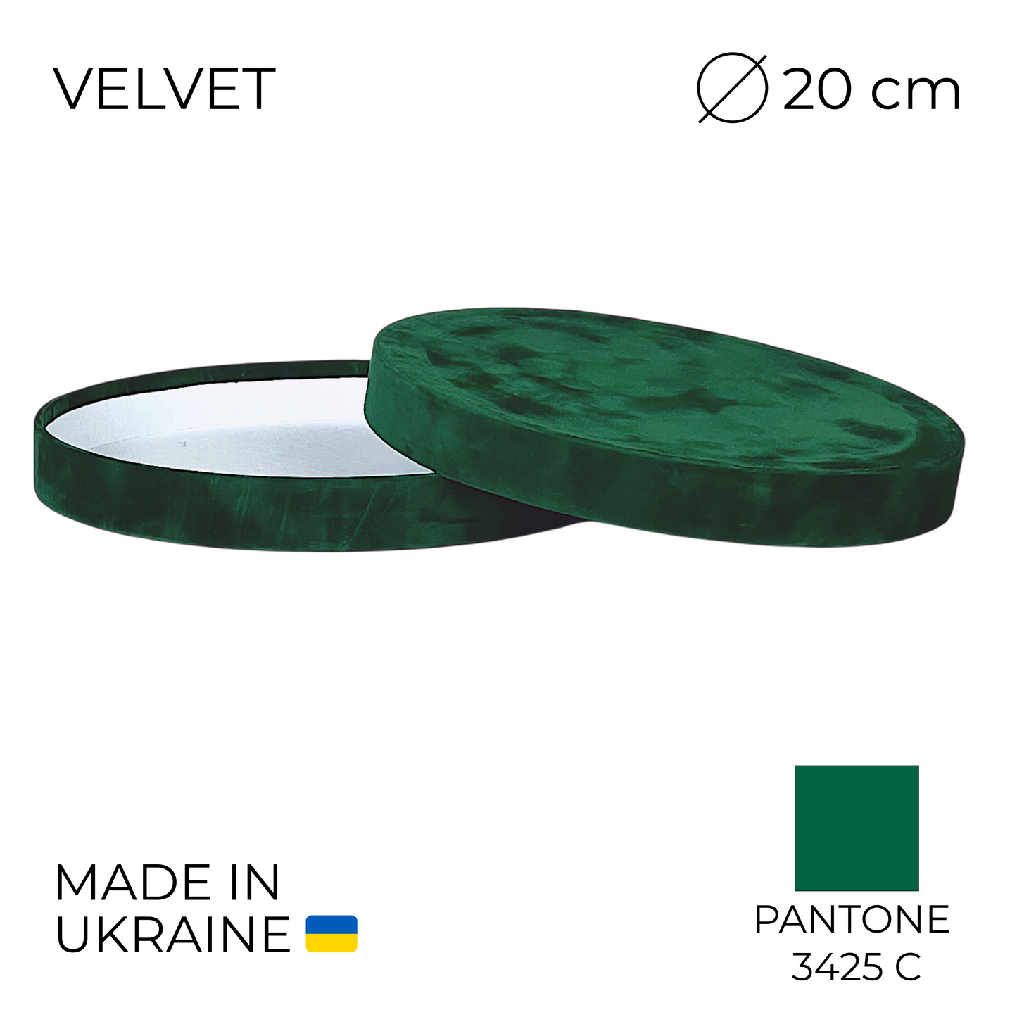 Lid for Velvet Round Flower Box 8" x 7" | 20 × 18 cm Emerald (1 pc)