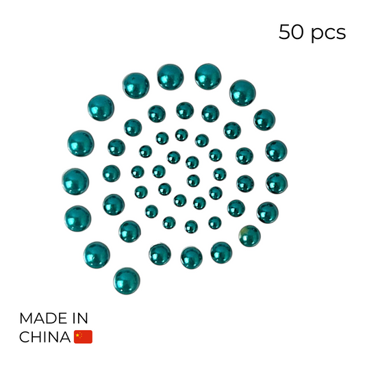Self-adhesive Flat Back Pearls - Emerald Green (50 pcs)