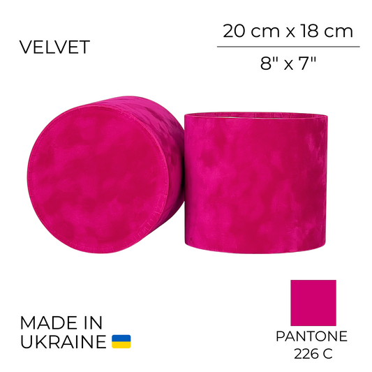 Velvet Round Flower Box 8" x 7" | 20 × 18 cm Fuchsia (1 pc)