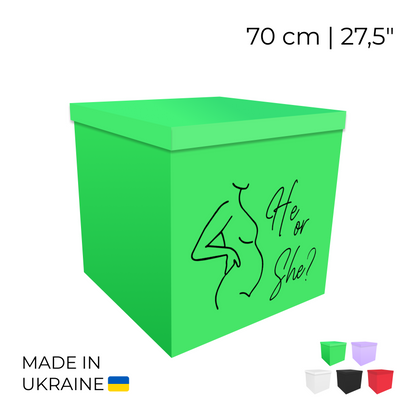 Printed Balloon Box 70 cm | 28" - "He or She"
