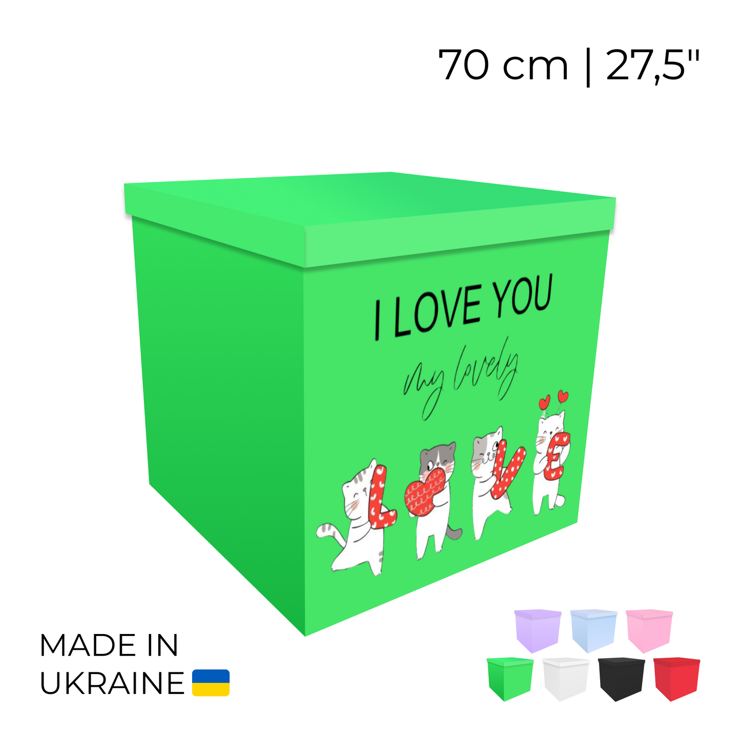Printed Balloon Box 70 cm | 28" - "I Love You, My Lovely"