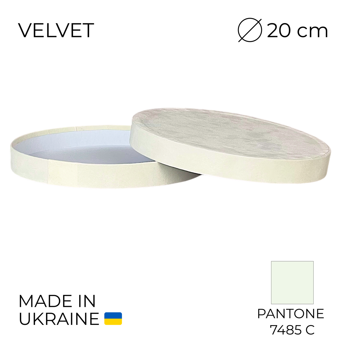 Lid for Velvet Round Flower Box 8" x 7" | 20 × 18 cm Ivory (1 pc)