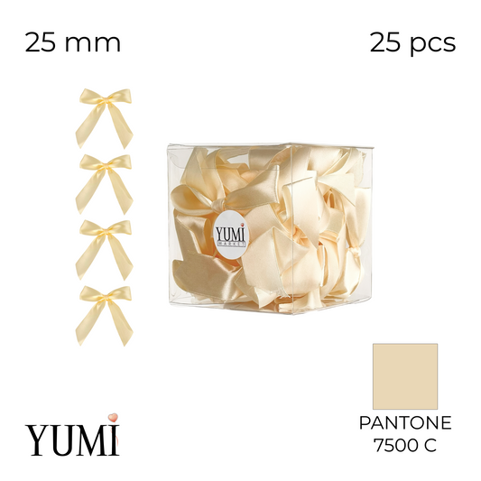 Satin Bow Set 007 Ivory | 25 mm (25 pcs)