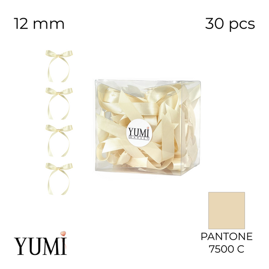 Satin Bow Set 001 Ivory | 12 mm (30 pcs)