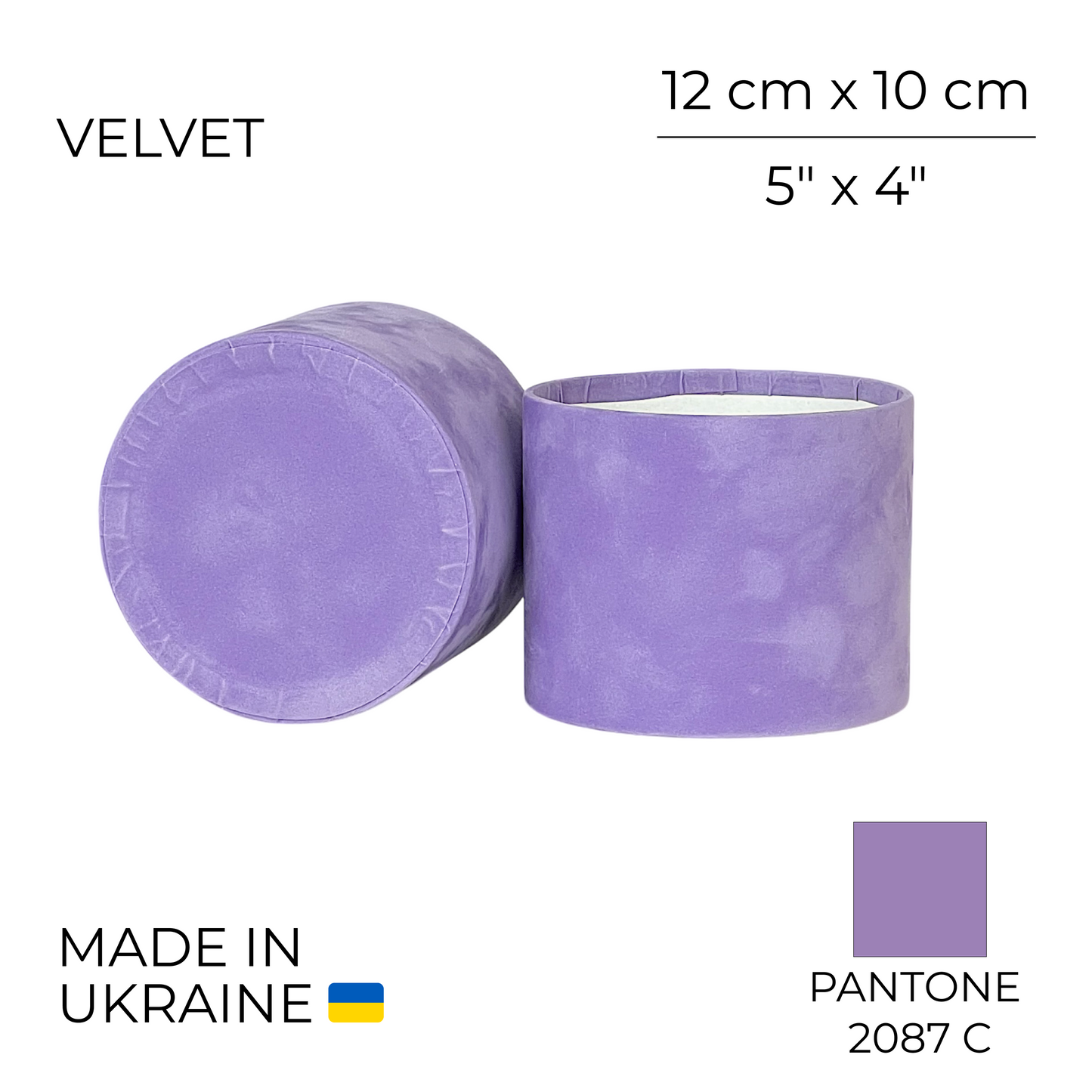 Velvet Round Flower Box 5" x 4" | 12 × 10 cm Lavender (1 pc)
